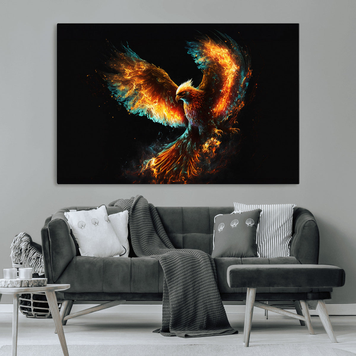 Fiery Phoenix Canvas Print | Ready to Hang Wall Art | Bold
