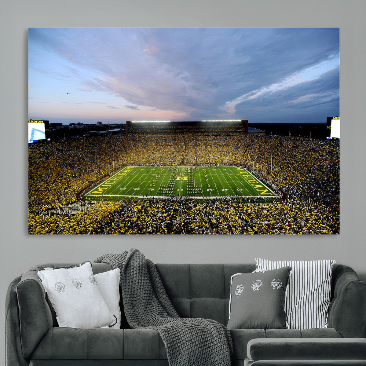 Michigan Stadium Wall Art Canvas Print, Vibrant Game Day
