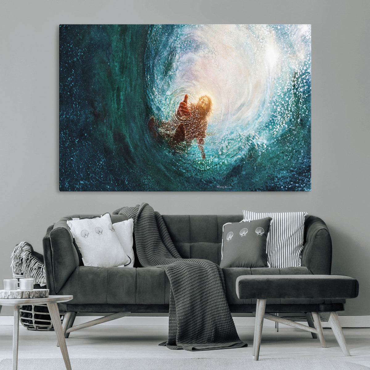 Powerful Jesus Canvas Print - Hand of Salvation,