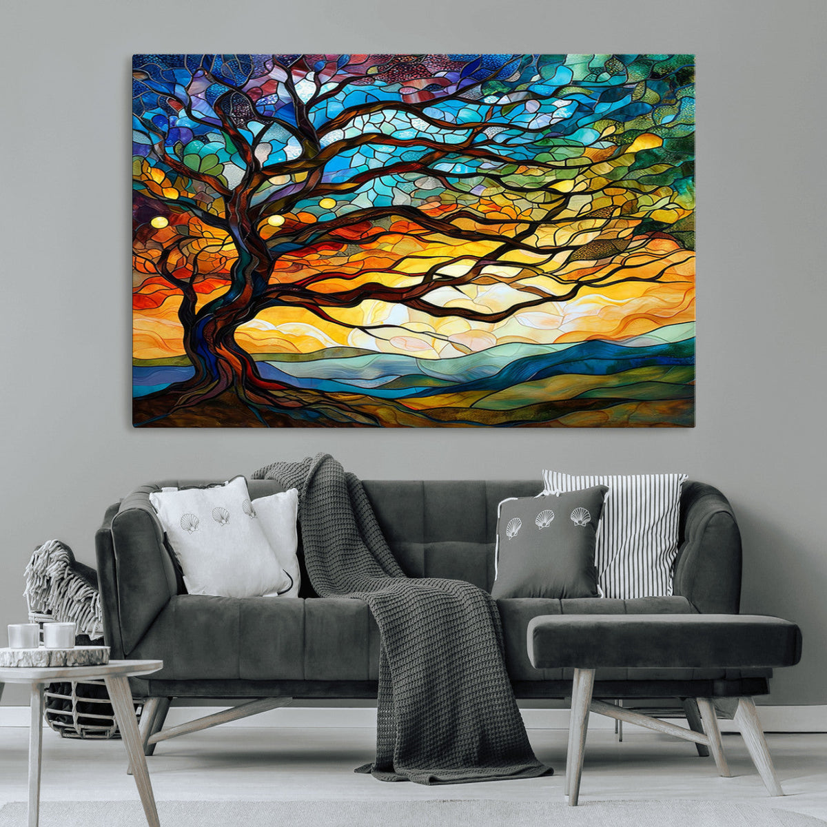 Mosaic Tree Wall Art | Ready to Hang Stained Glass Style