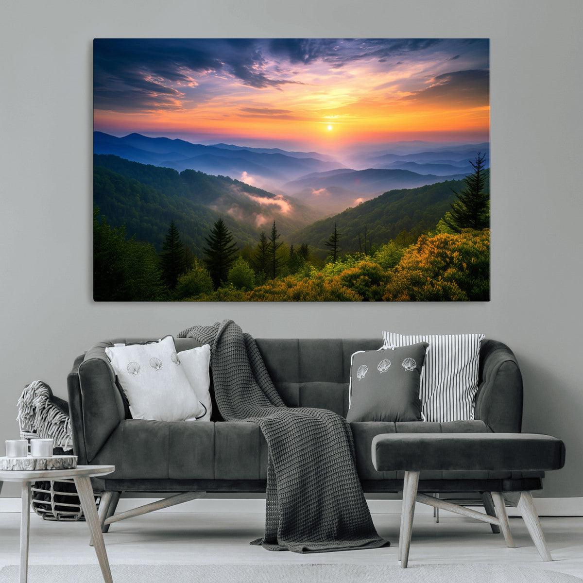 Majestic Mountain Sunrise Print | Landscape Wall Art |