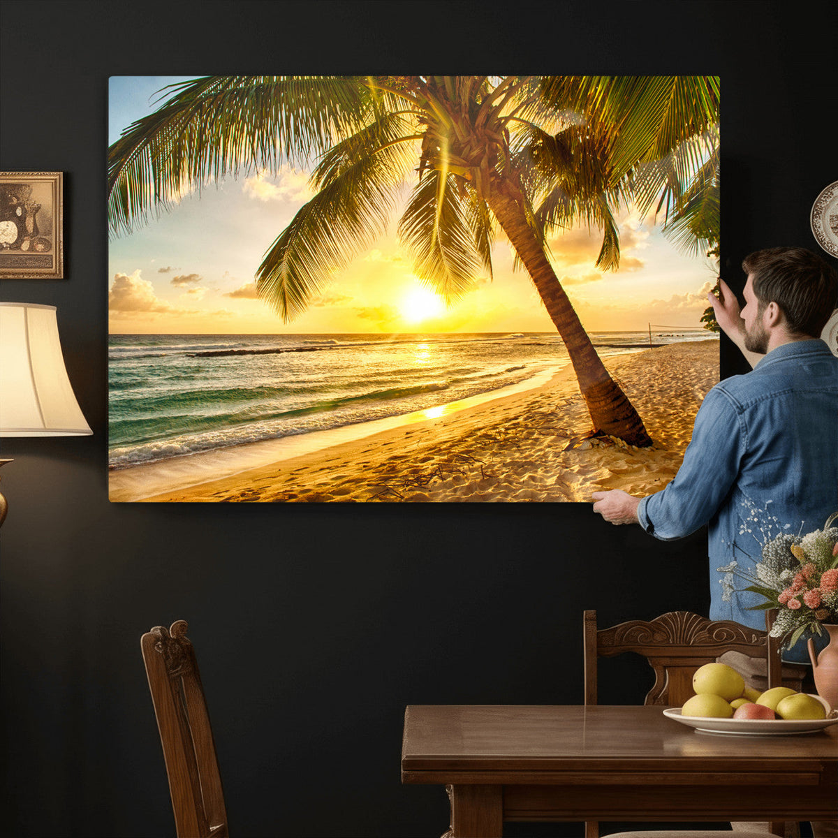 Beach Sunset Canvas Wall Art Print - Tropical Beach Canvas