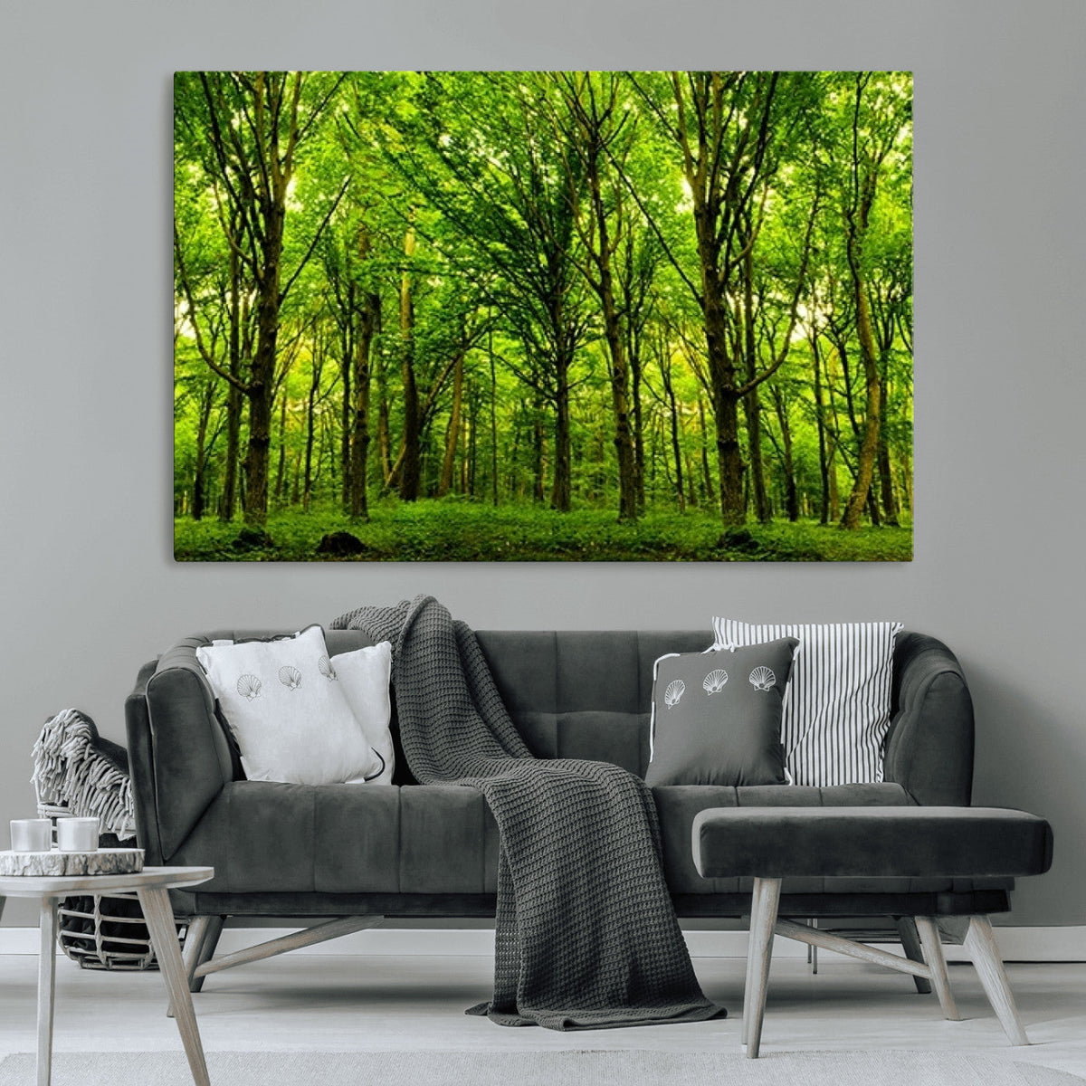 Lush Green Forest Canvas Print | 3-Panel Forest Wall Art |