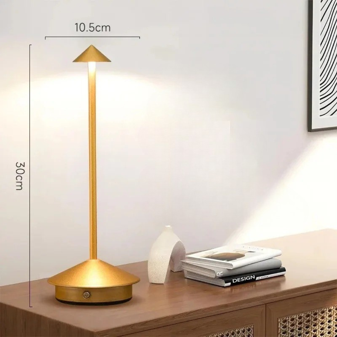 Modern Aluminium Cone LED Table Lamp Rechargeable Touch Dimmable