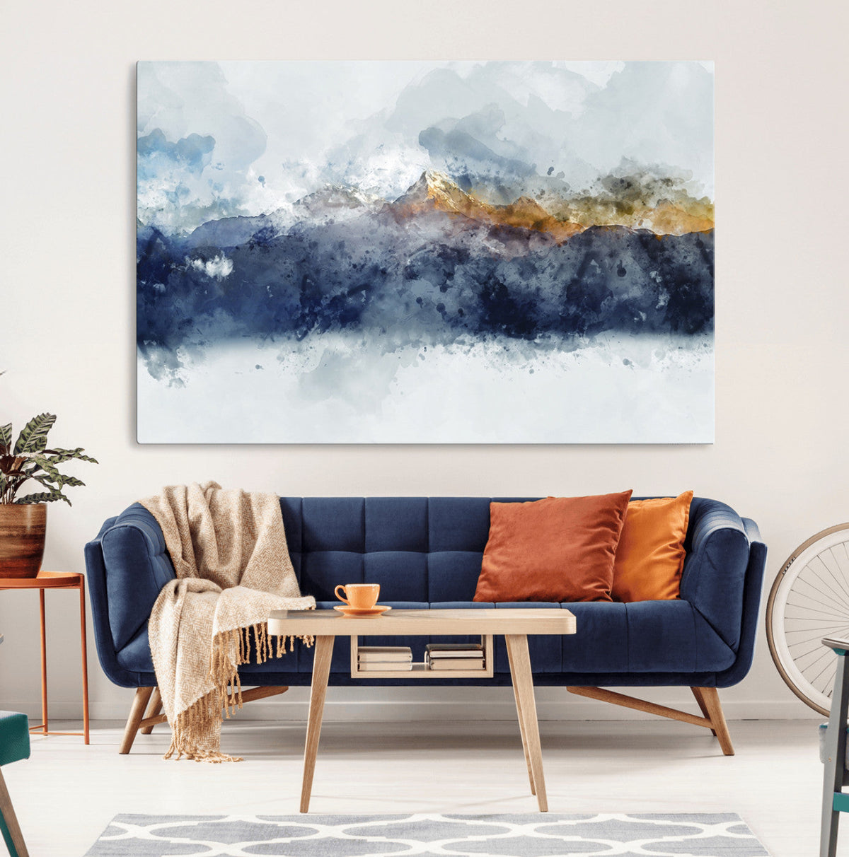 Abstract Mountain Range Art Canvas Print | 3 Panel