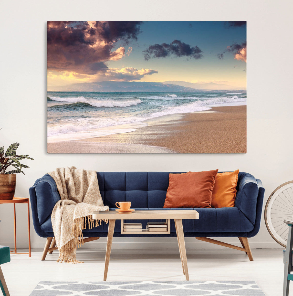 Cloudy Weather Beach Sunset Canvas Print | Sunrise Wall Art