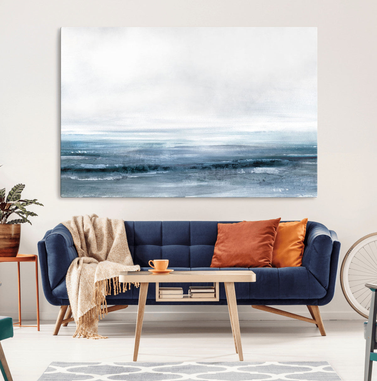 Blue Ocean Abstract Artwork Wall Art Canvas Print