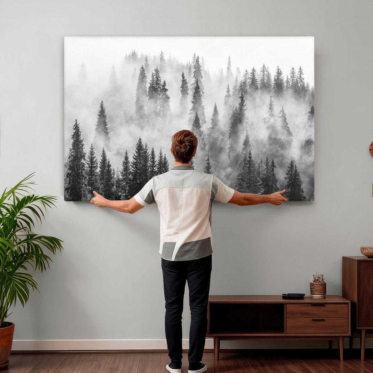 Forest Wall Art Print | Foggy Pine Forest Canvas Wall Art -