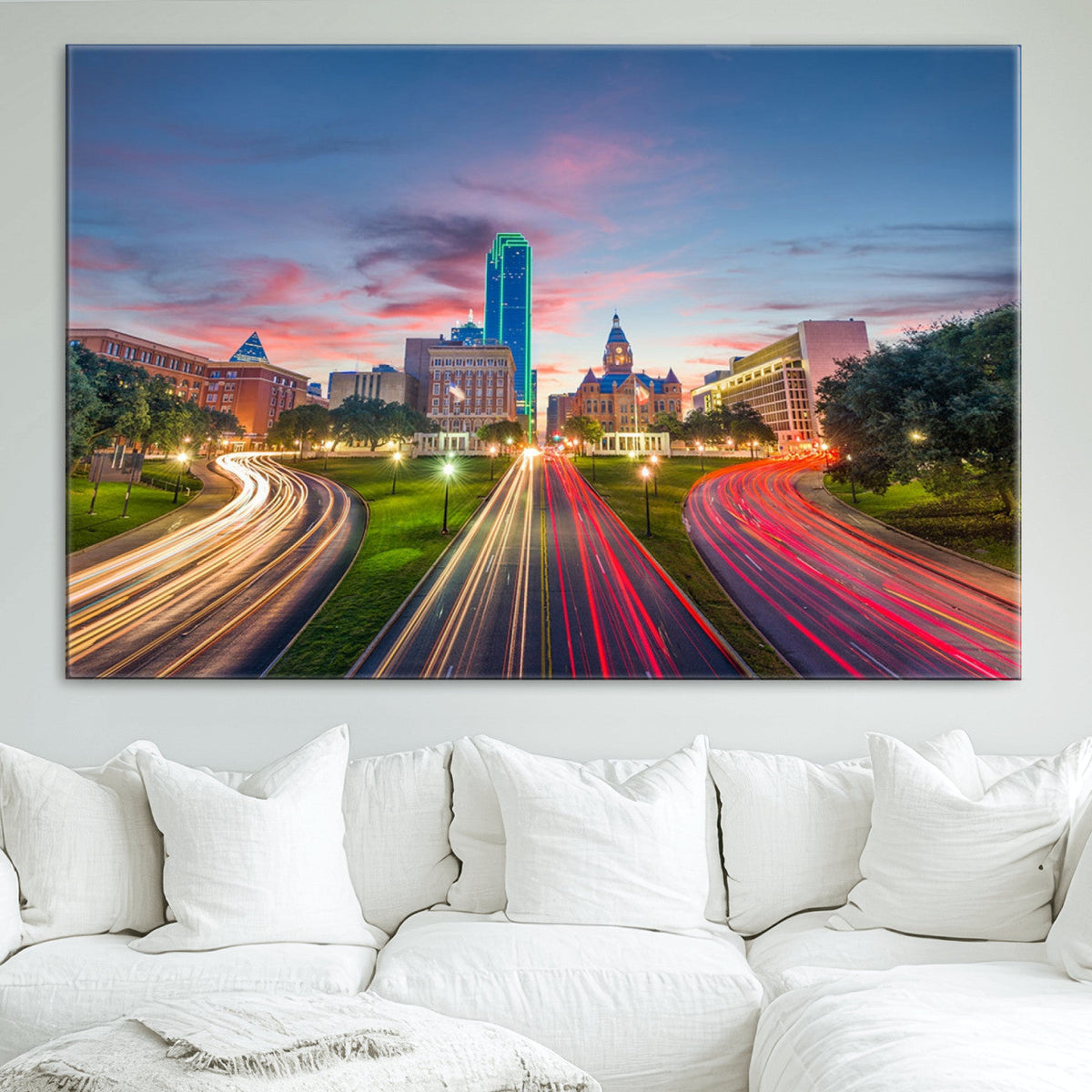 Dallas City Lights Large Wall Art Dallas Cityscape Canvas