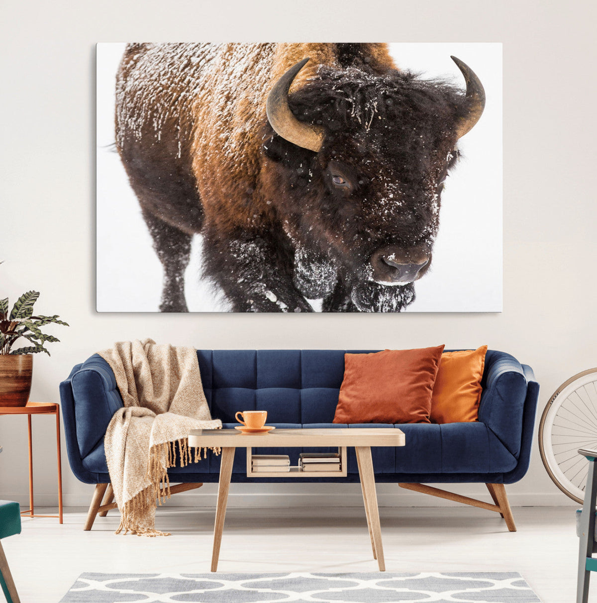 Bison Wall Art Canvas Print For Farmhouse, Wild Animal Wall