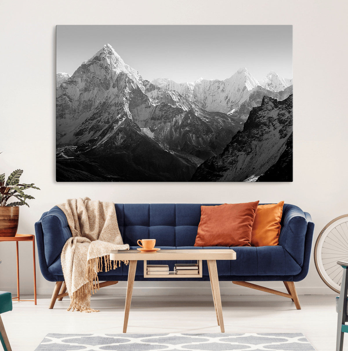 Everest Himalaya Mountain Peaks Black & White Triptych