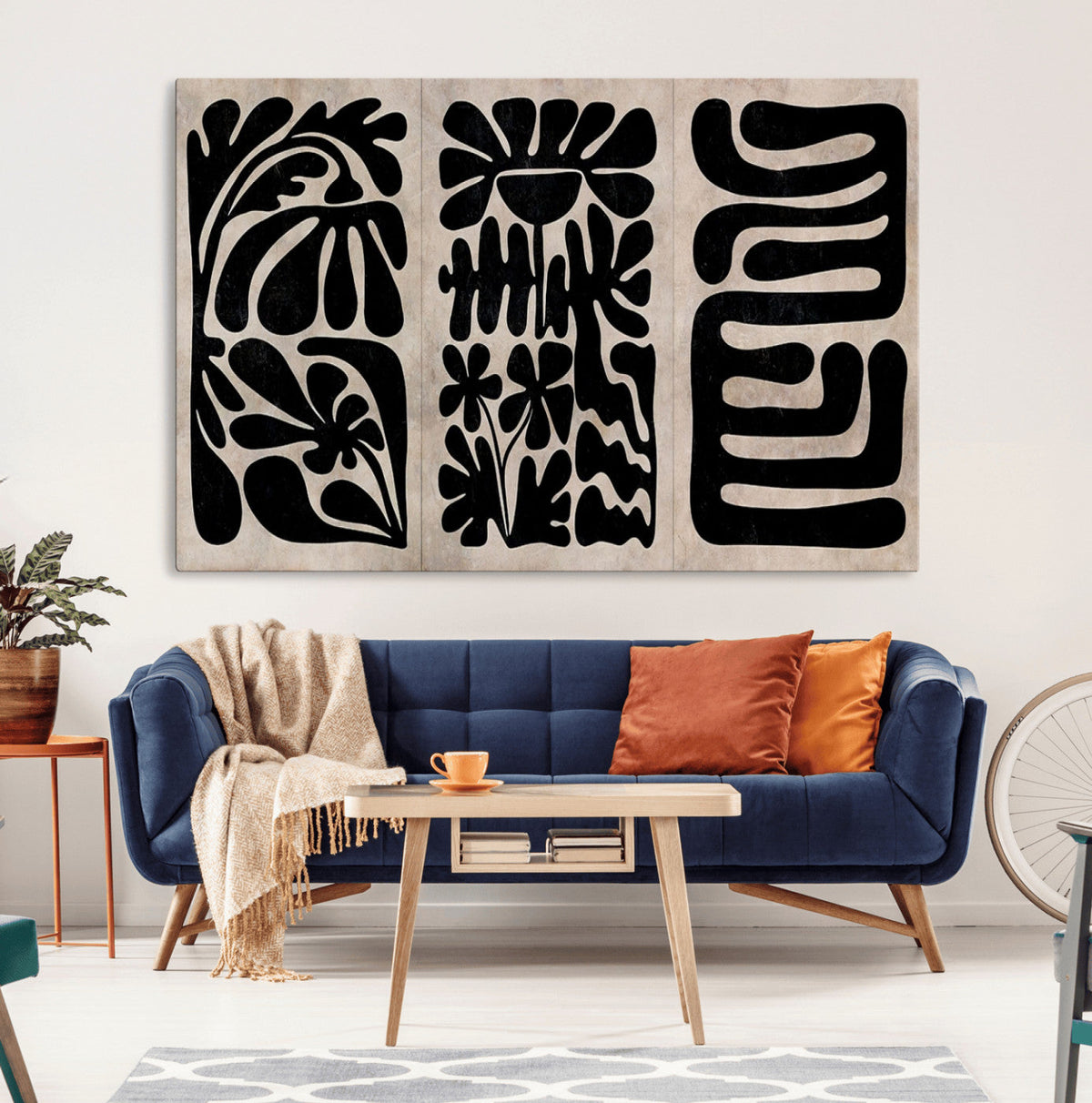 Canvas Print Wall Art Abstract Art Boho, Framed Boho Art