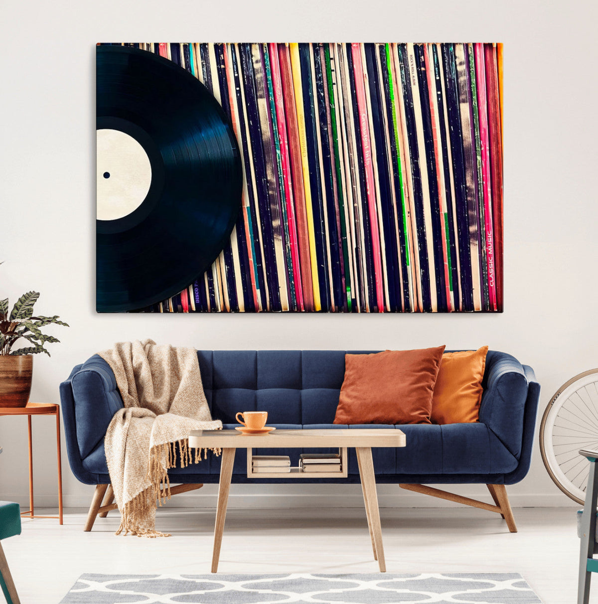 Vinyl Record and Album Collection Canvas Wall Art - Retro