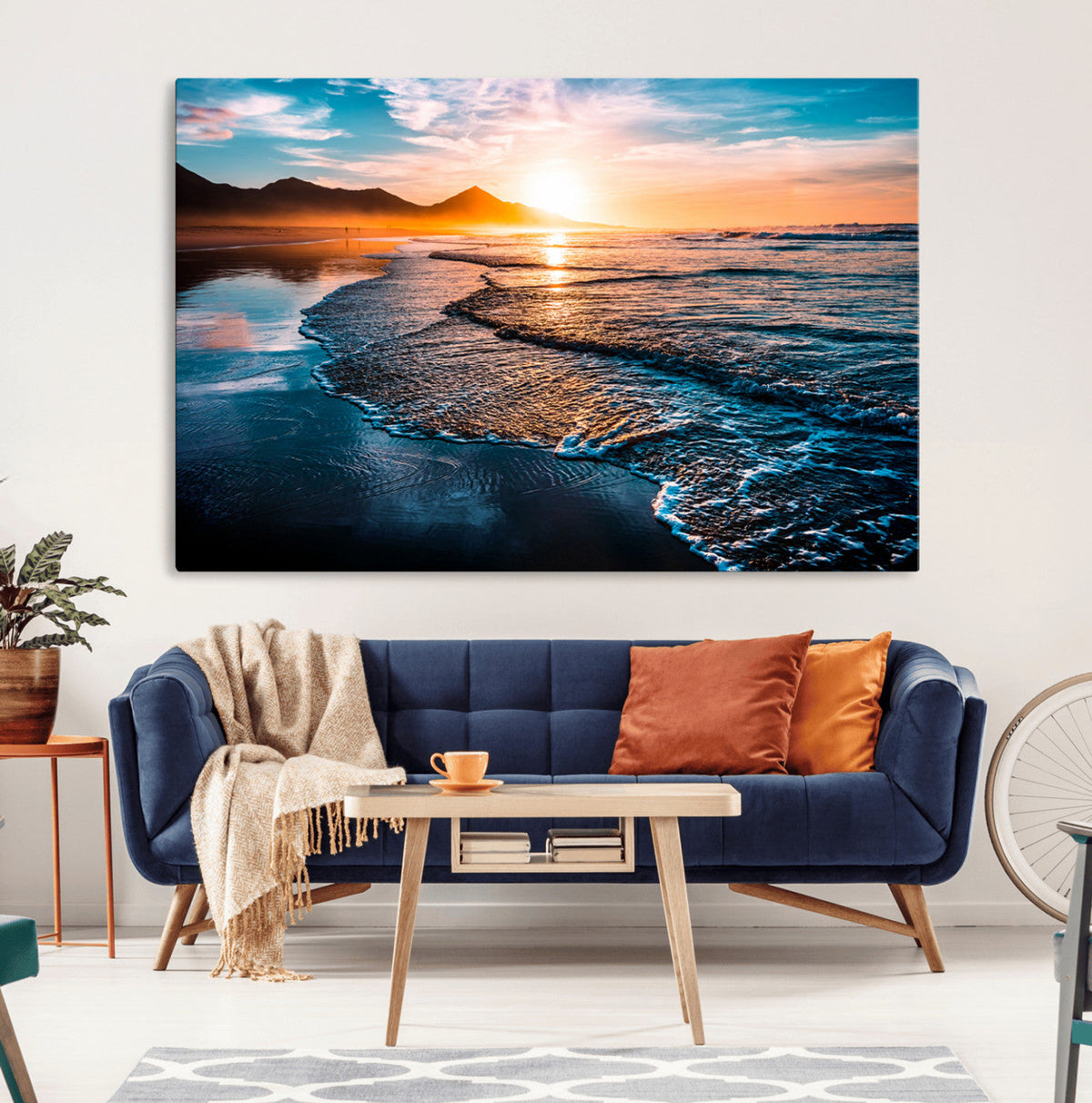 Sunset Beach Ocean Canvas Wall Art – Tranquil Ocean