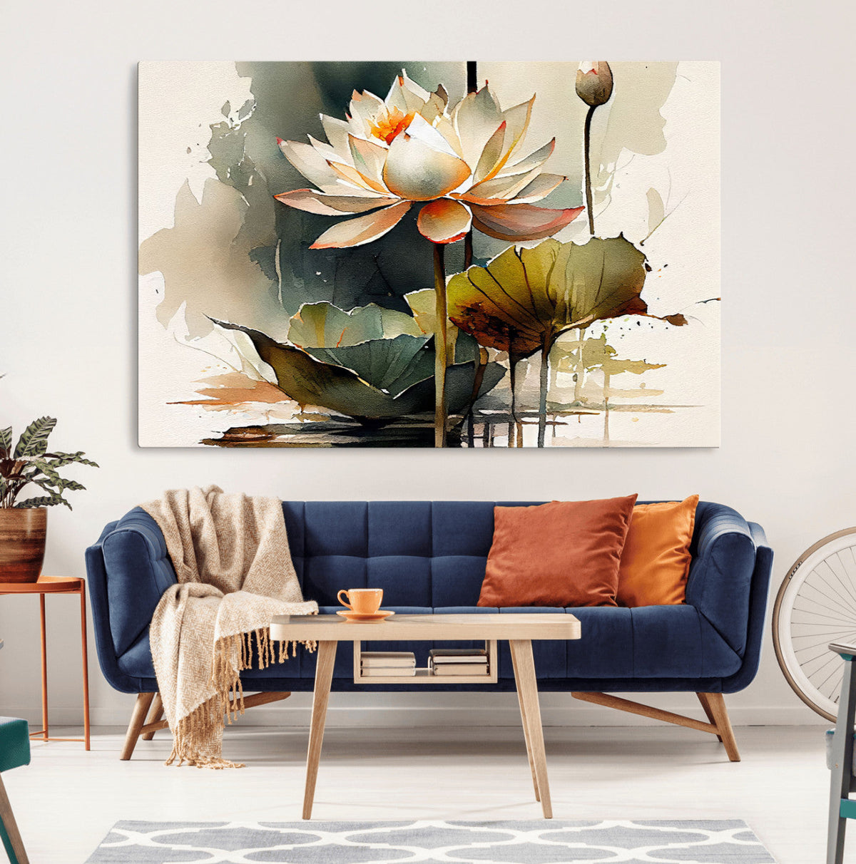Lotus Flower Watercolor Canvas Print – A Symbol of Serenity