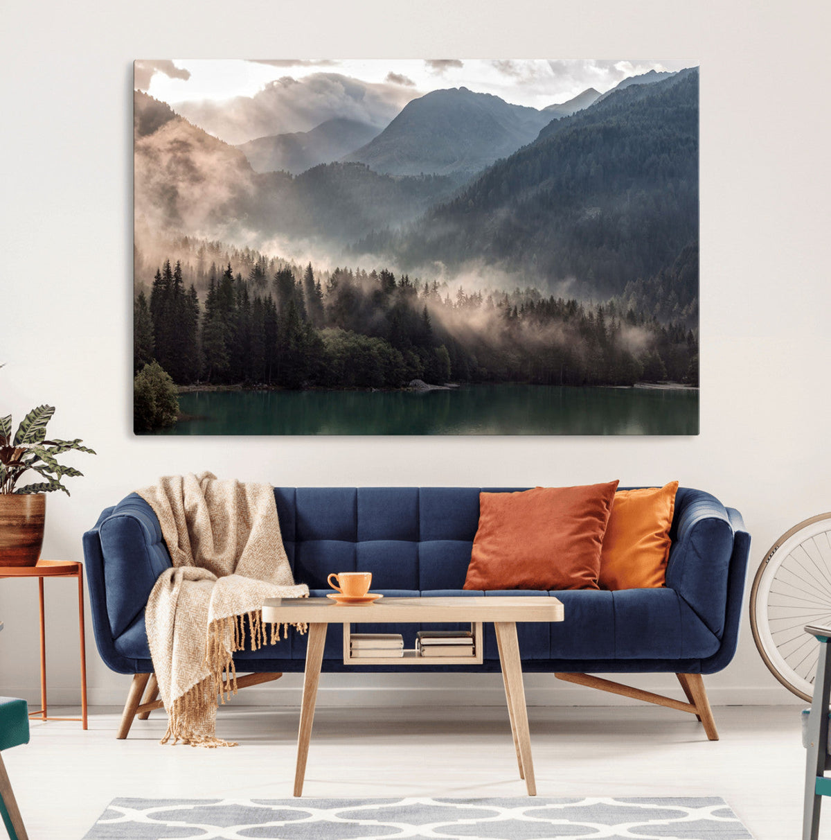 Foggy Mountain Canvas Print Forest Wall Art