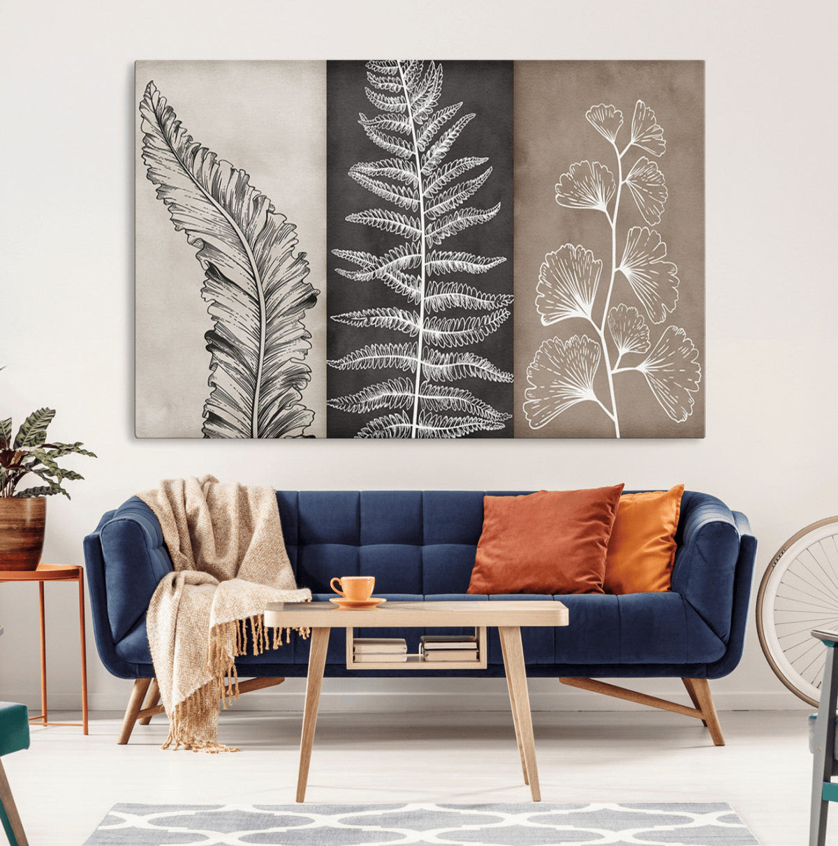 Minimalist Botanical Wall Art Canvas Print, Framed and Ready