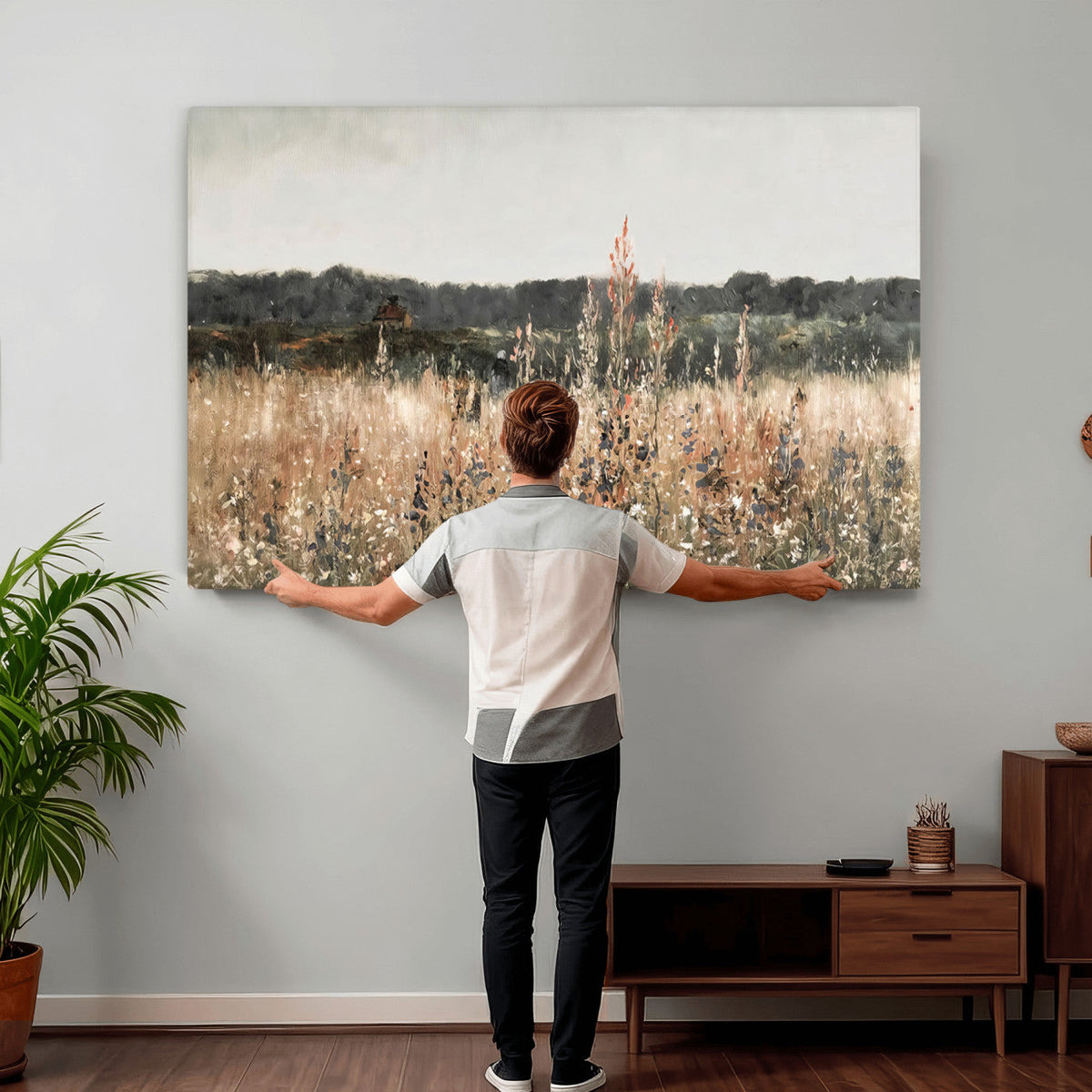 Rustic Field Landscape Wall Art Print, Giclee Canvas Wall
