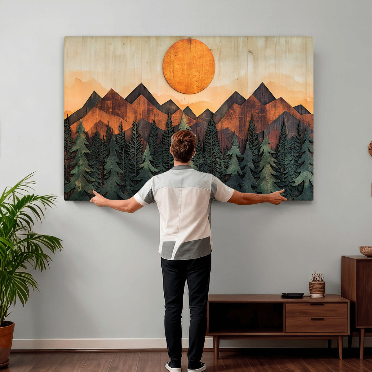 Sunset Mountain Landscape Canvas Wall Art Print - Nature