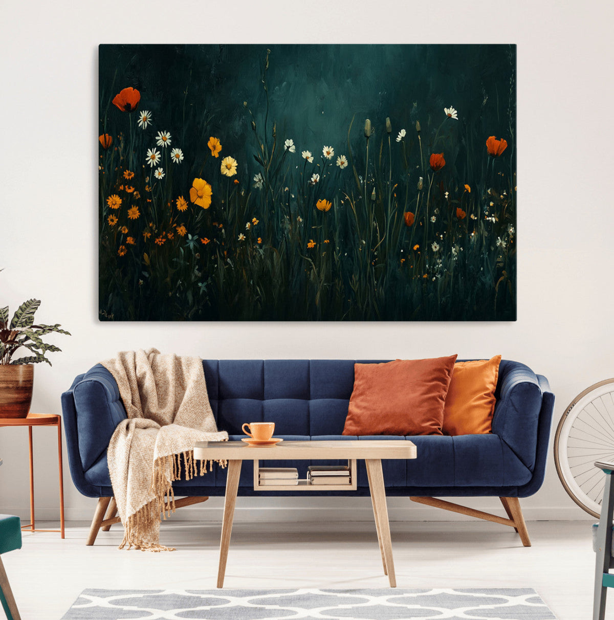 Framed Wildflower Field Wall Art, Framed Vintage Botanical