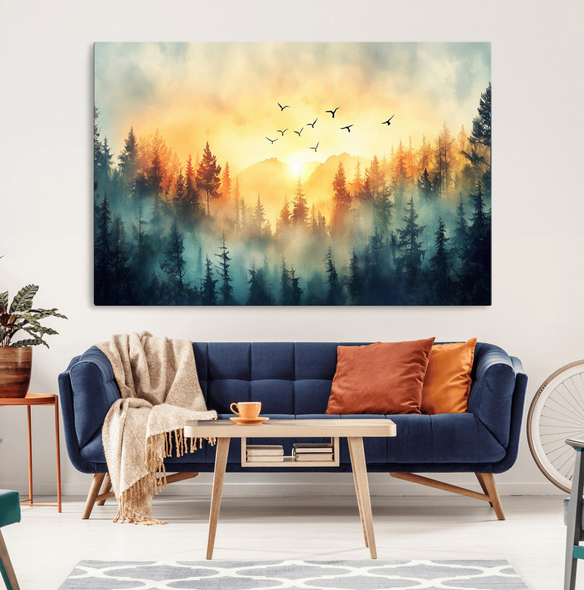 Abstract Forest Wall Art Print- Serene Nature Canvas Print