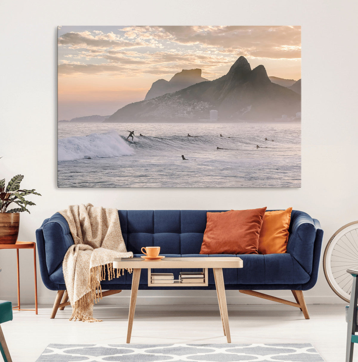 Sunset Surfing Wall Art Canvas Print – Framed Misty