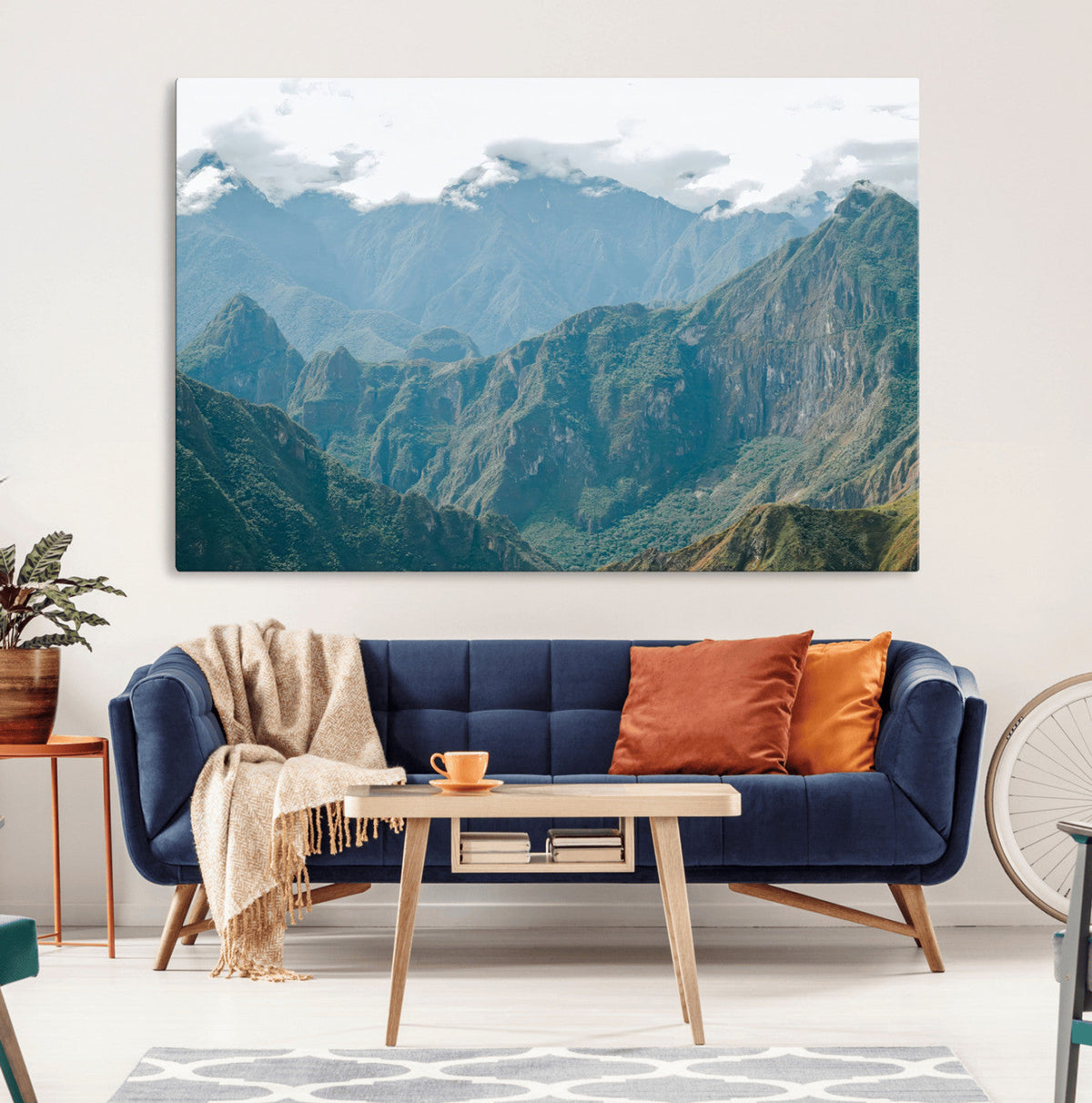 Misty Mountain Wall Art Canvas Print – Framed Cloudy Andean