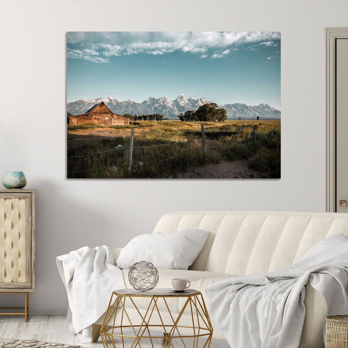 Rustic Farmhouse Wall Art Canvas Print – Teton Range Mormon