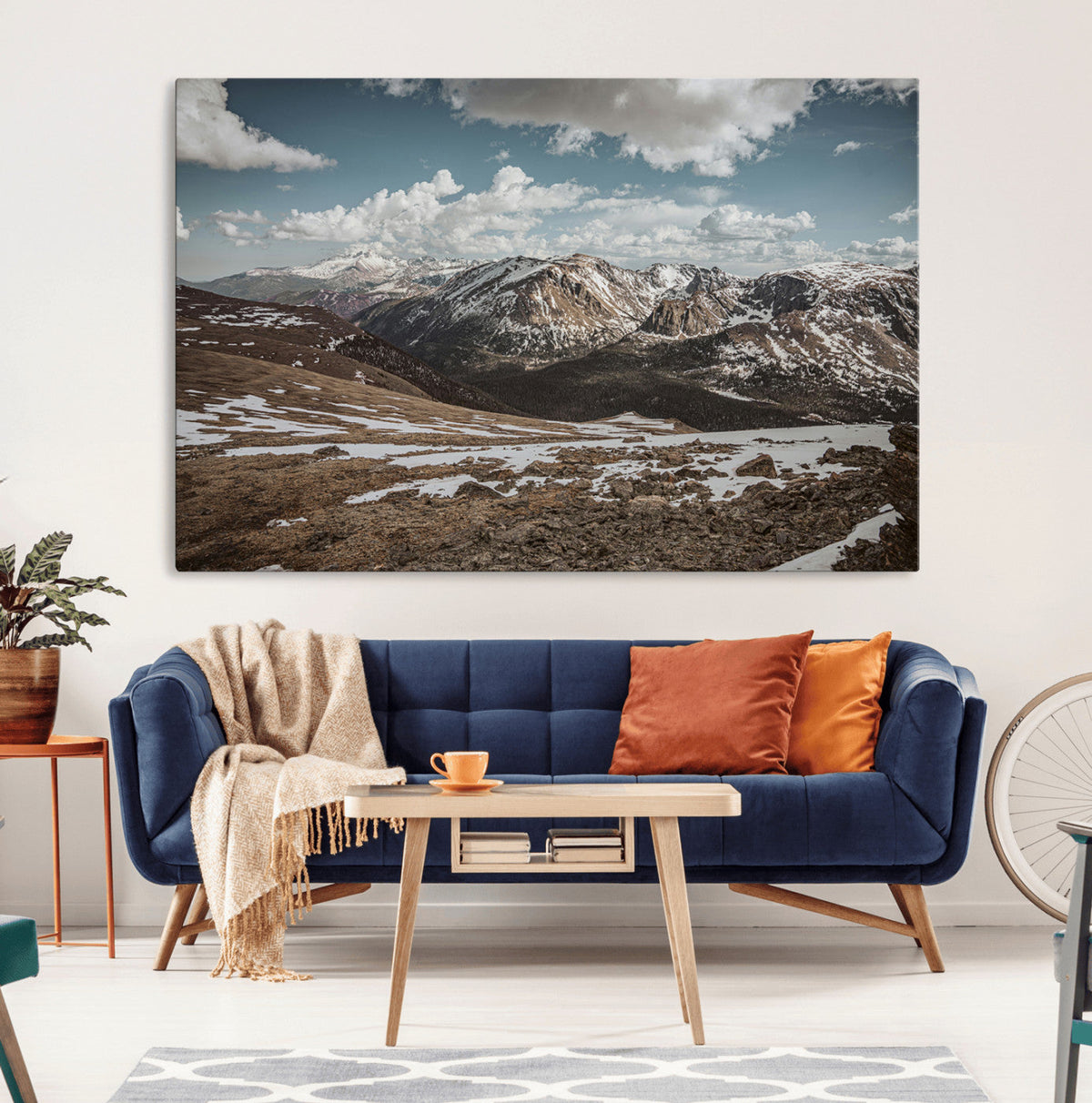 Mountain Landscape Wall Art Canvas Print – Framed Snowy