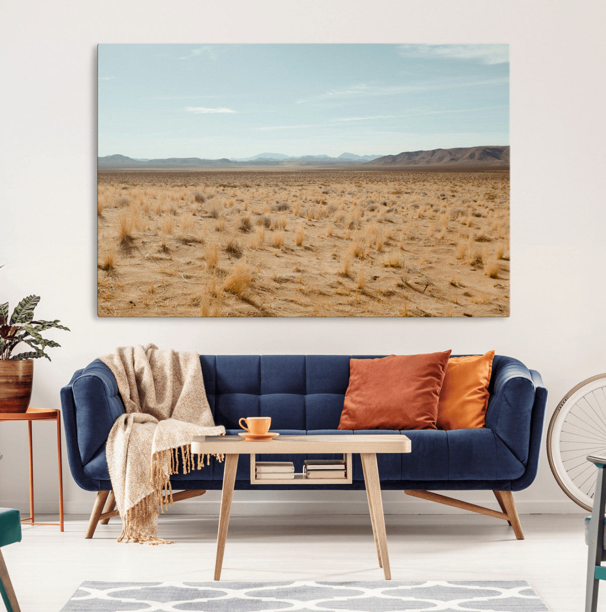 Desert Plains Wall Art Canvas Print, Golden Light Over Dry
