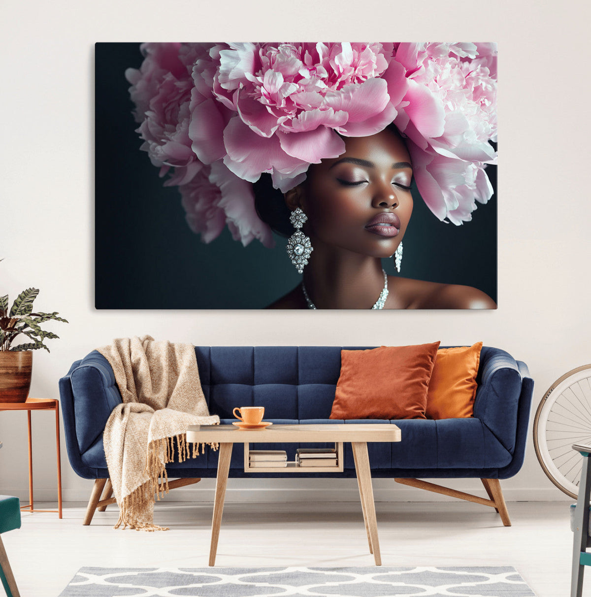 Black Beauty Petal Crown Wall Art Canvas Print – Floral
