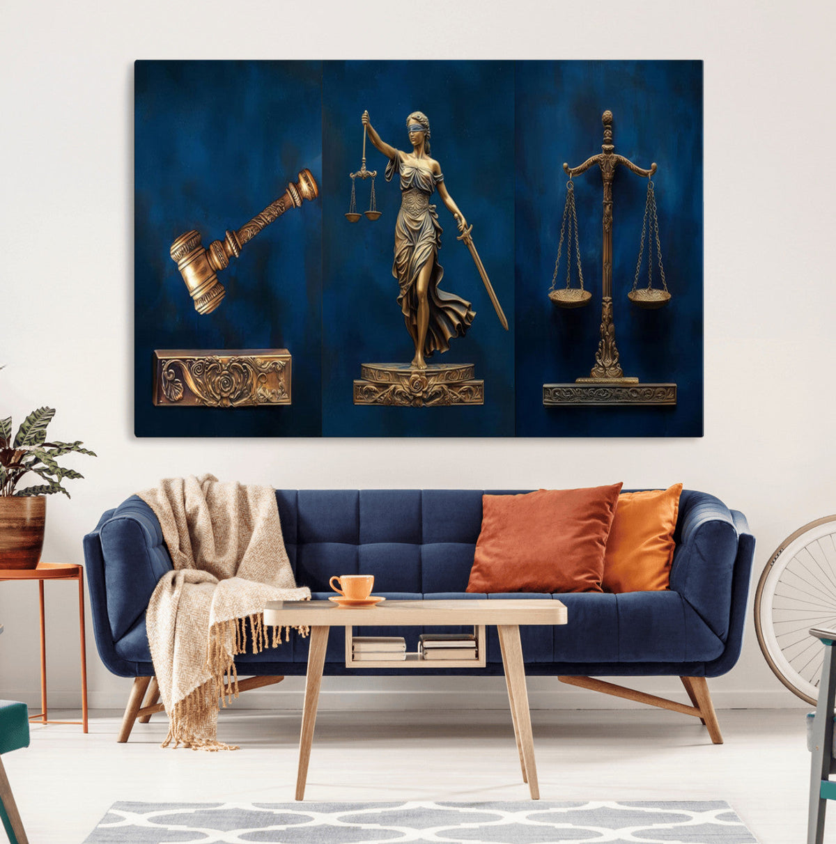 Lady Justice Wall Art Canvas Print – Elegant Gold Legal