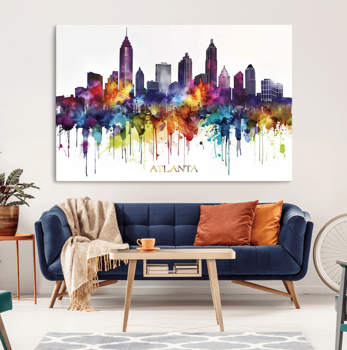 Atlanta Skyline Wall Art Canvas Print – Framed Colorful