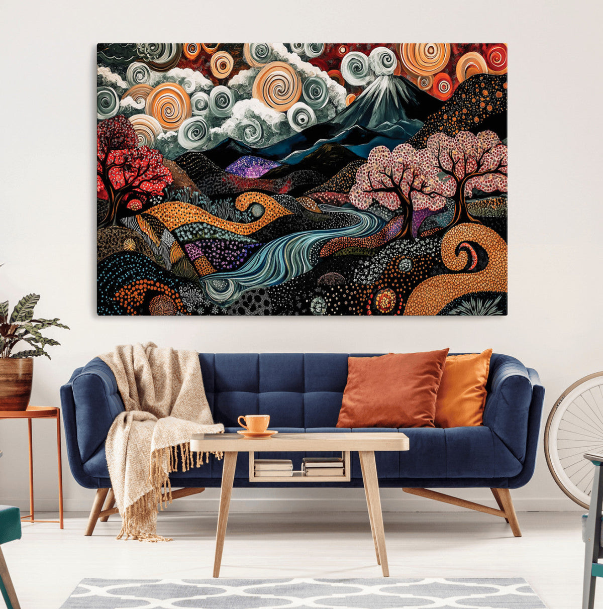 Whimsical Abstract Landscape Wall Art Canvas Print, Colorful
