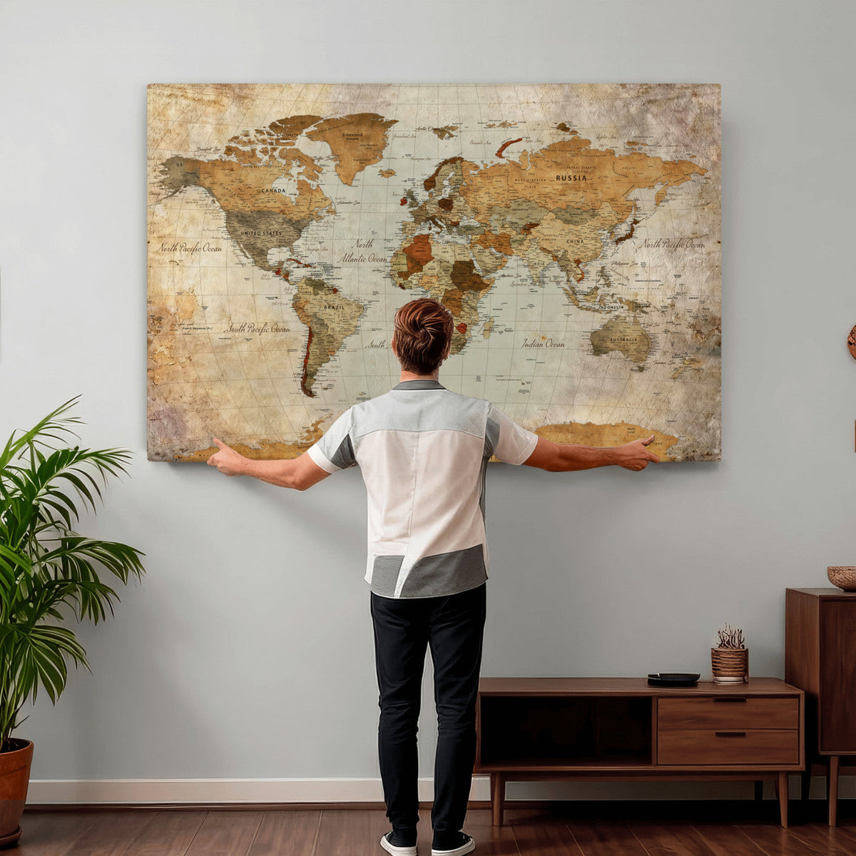 World Map Canvas Print – Detailed Map of the World Wall Art