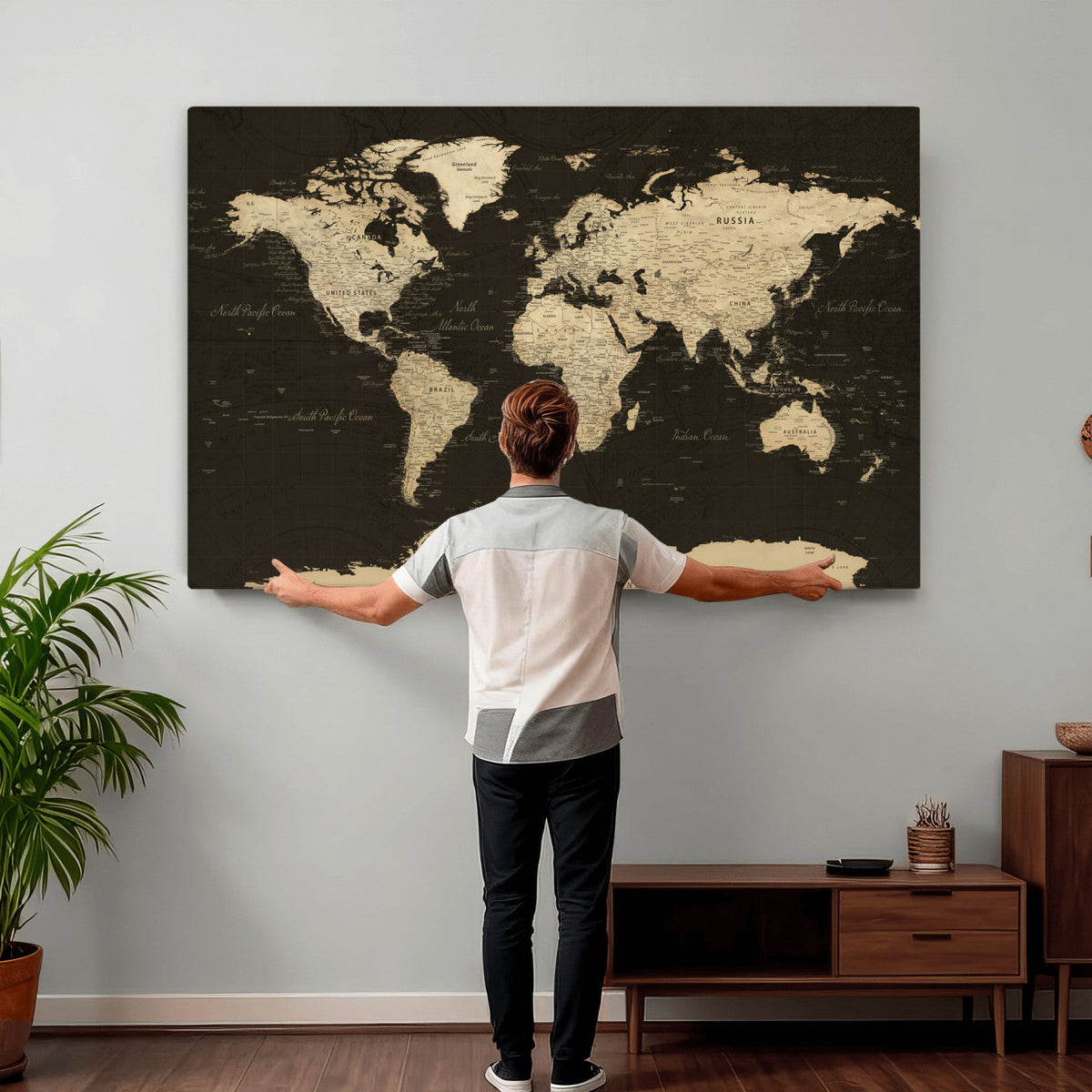 World Map Canvas Print – Framed World Map Wall Art for