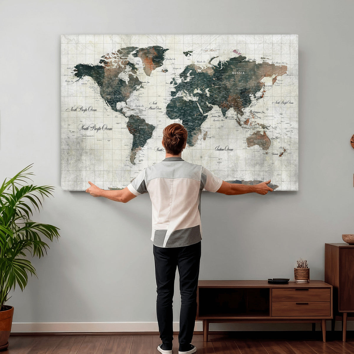 World Map Canvas Print – Framed Travel Map Wall Art for