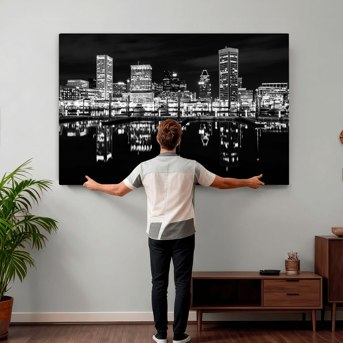 Baltimore Skyline Wall Art Canvas Print, Baltimore Downtown