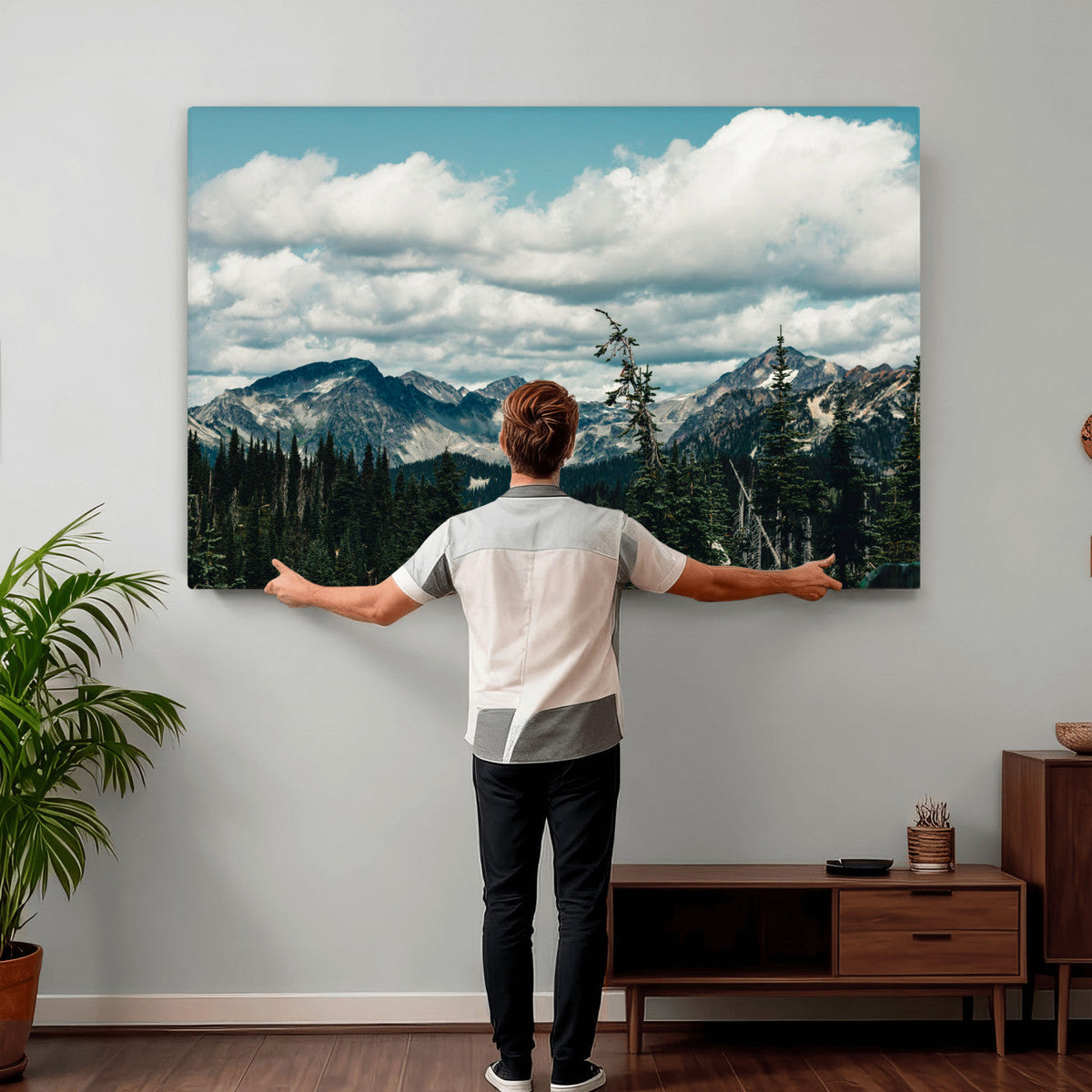 Mountain Forest Wall Art Canvas Print, Alpine Pine Tree