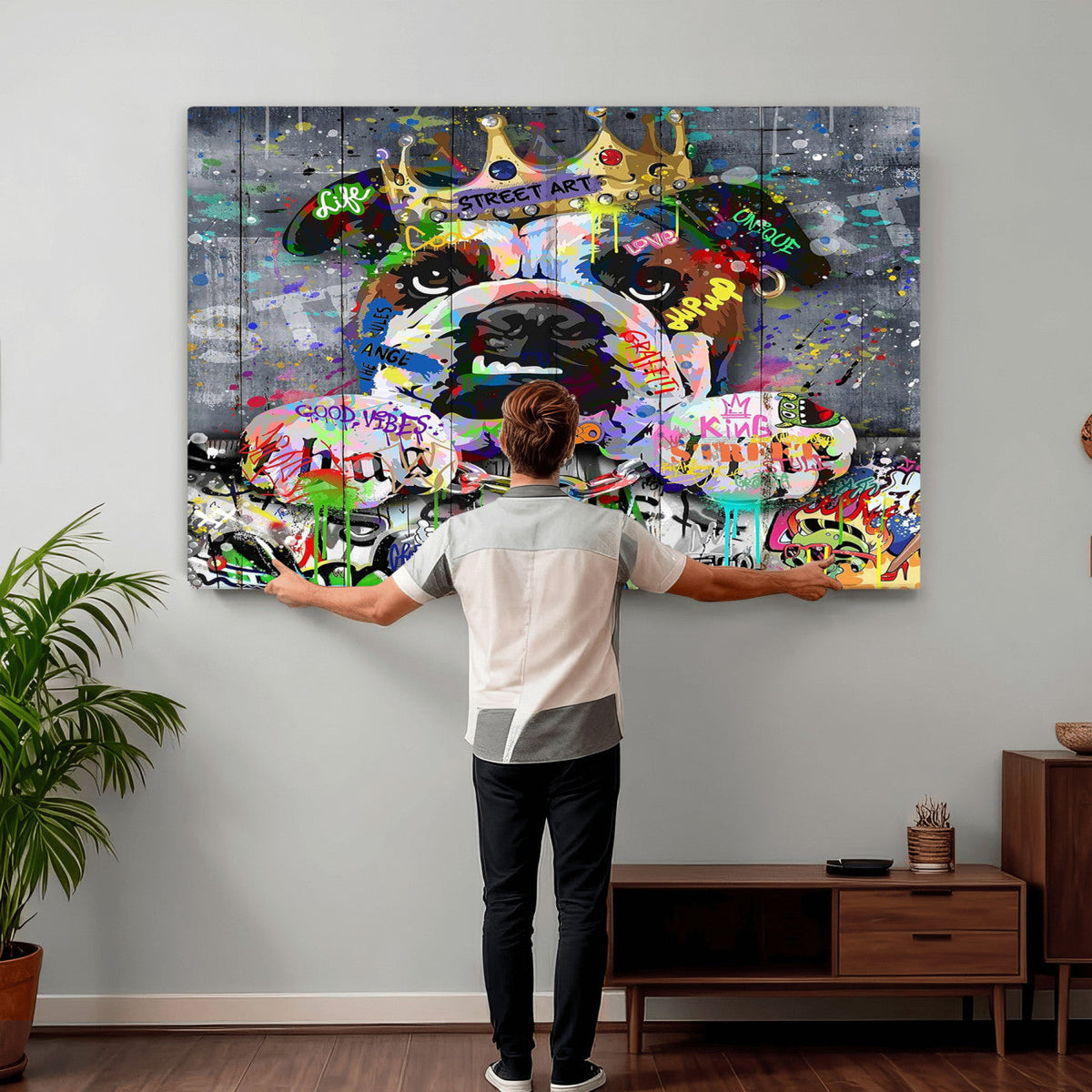 Graffiti Dog Wall Art Decor for Teen Bedroom - Abstract