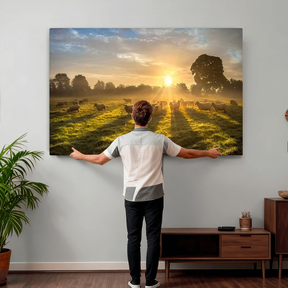Sheep Wall Art Canvas Print – Rural Farm Animal Artwork