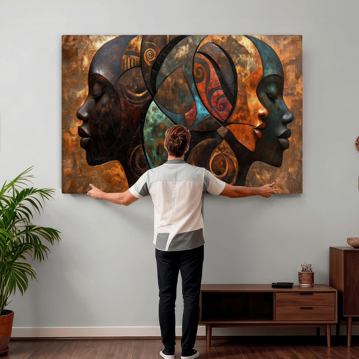 Abstract Afro American Women Wall Art Canvas Print