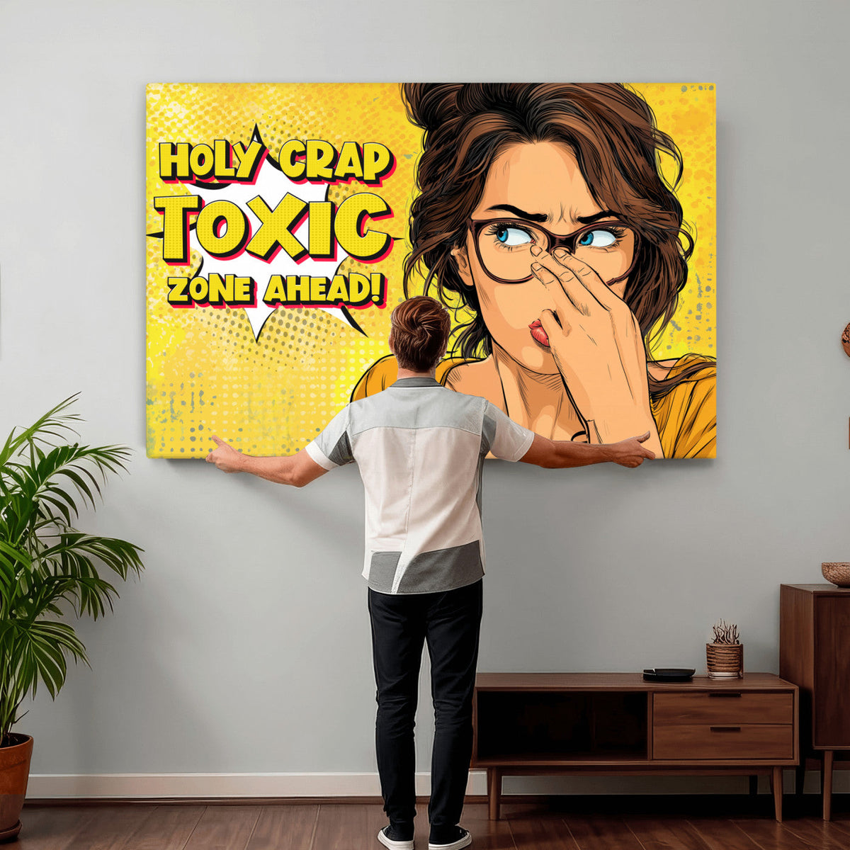Pop Art Print Bathroom Sign Wall Art Canvas Print — Funny