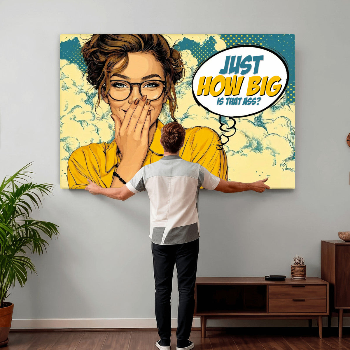 Pop Art Print Bathroom Sign Wall Art Canvas Print — Funny