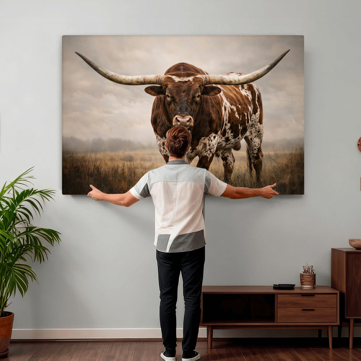 Texas Longhorn Canvas Wall Art Western Bull Desert Moody