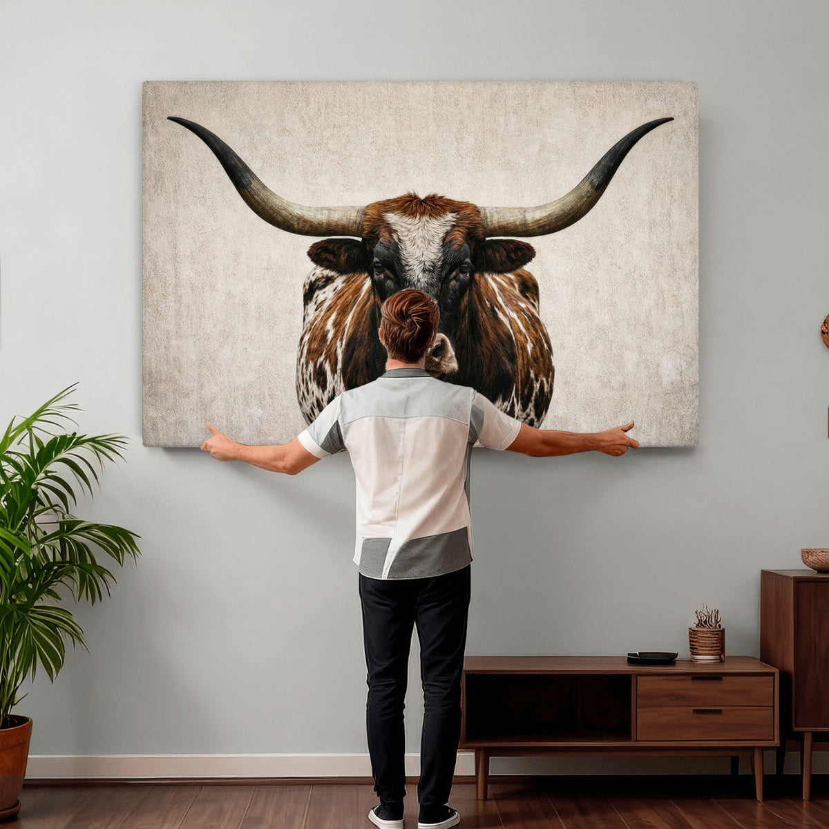 Texas Longhorn Canvas Wall Art Western Bull Desert Moody