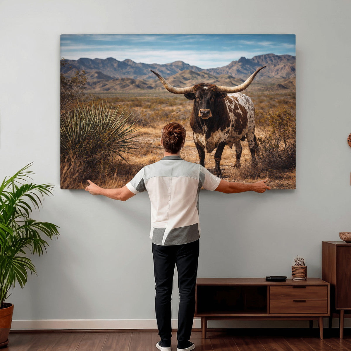 Texas Longhorn Canvas Wall Art Western Bull Desert Moody