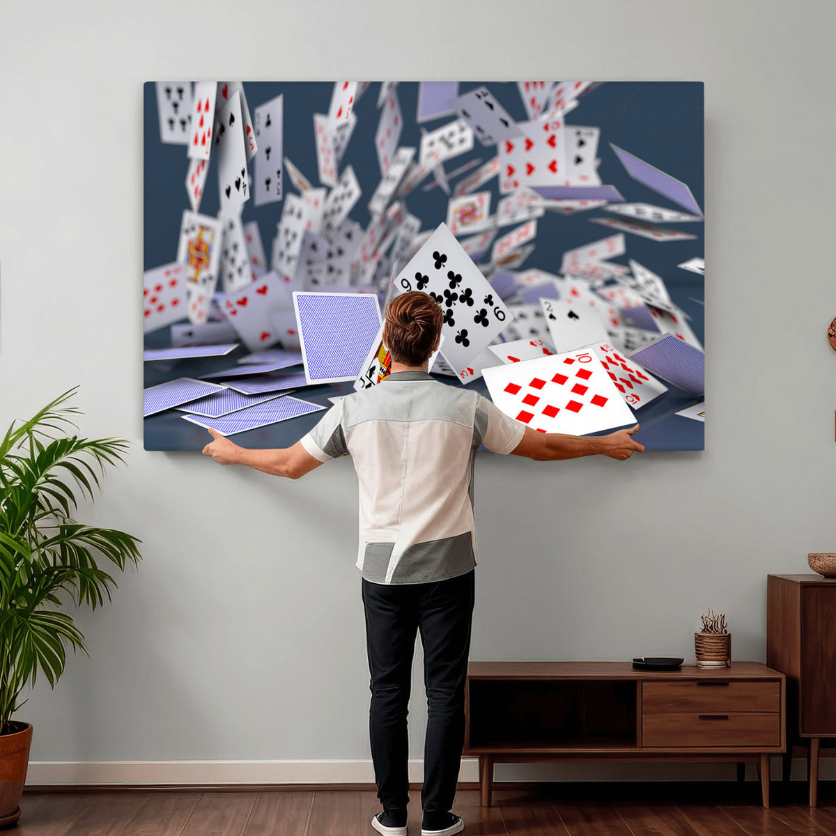 Playing Cards Canvas Wall Art | Casino Game Room Decor,