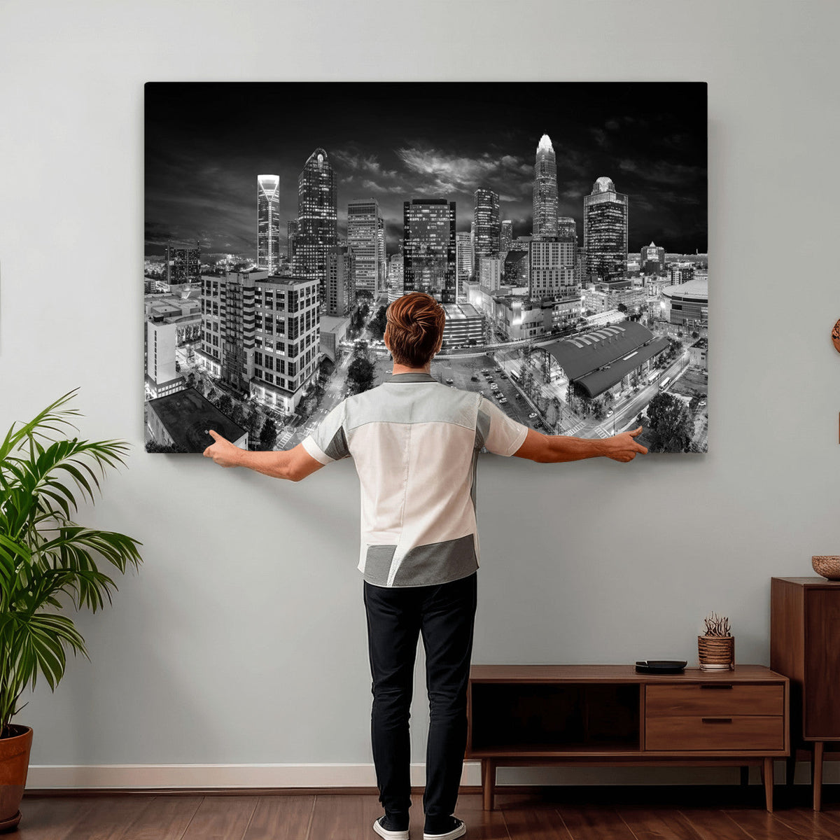 Charlotte Skyline Canvas Wall Art Print – North Carolina Cityscape Photography Print