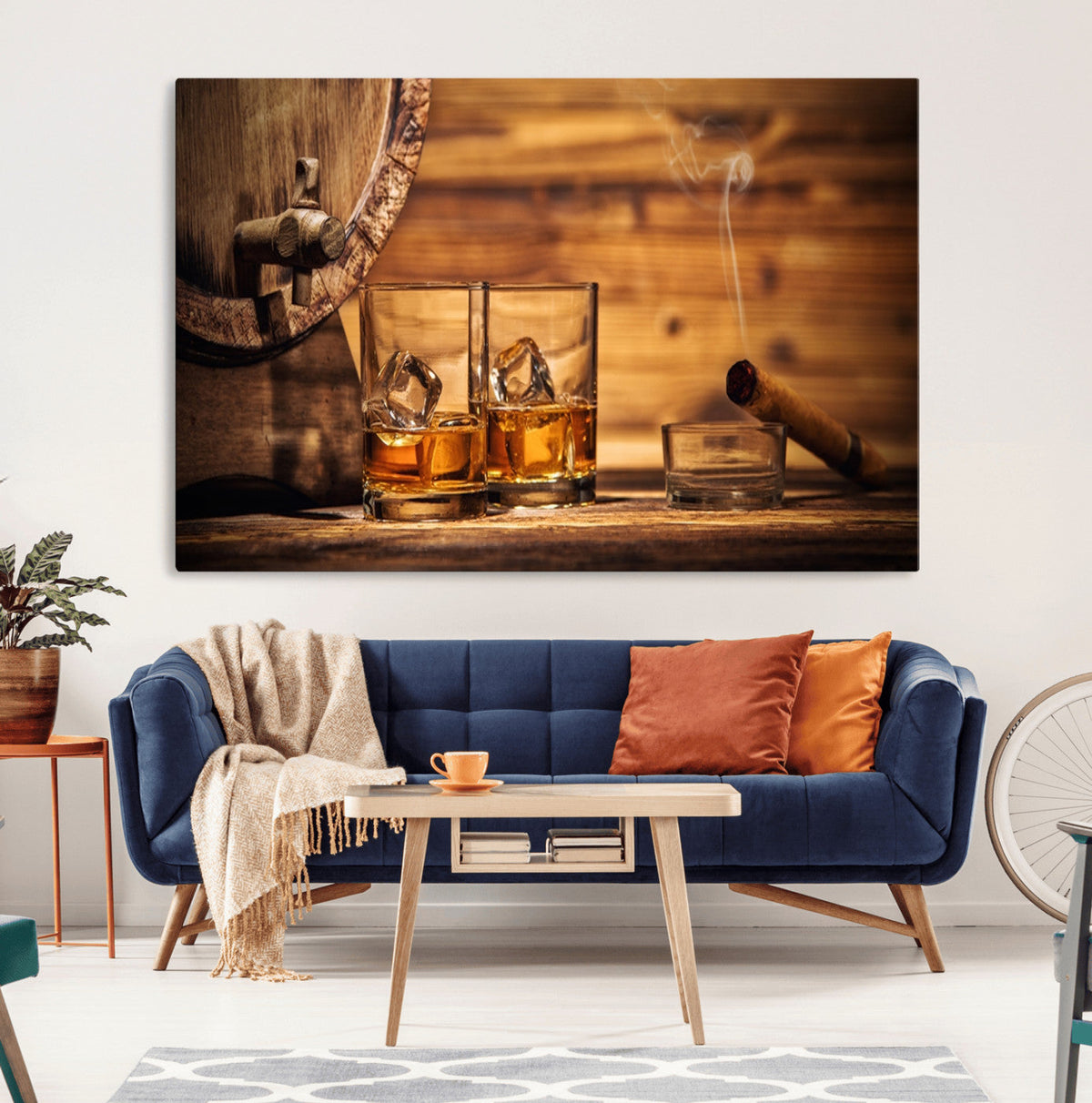 Rustic Whiskey and Barrel Canvas Print